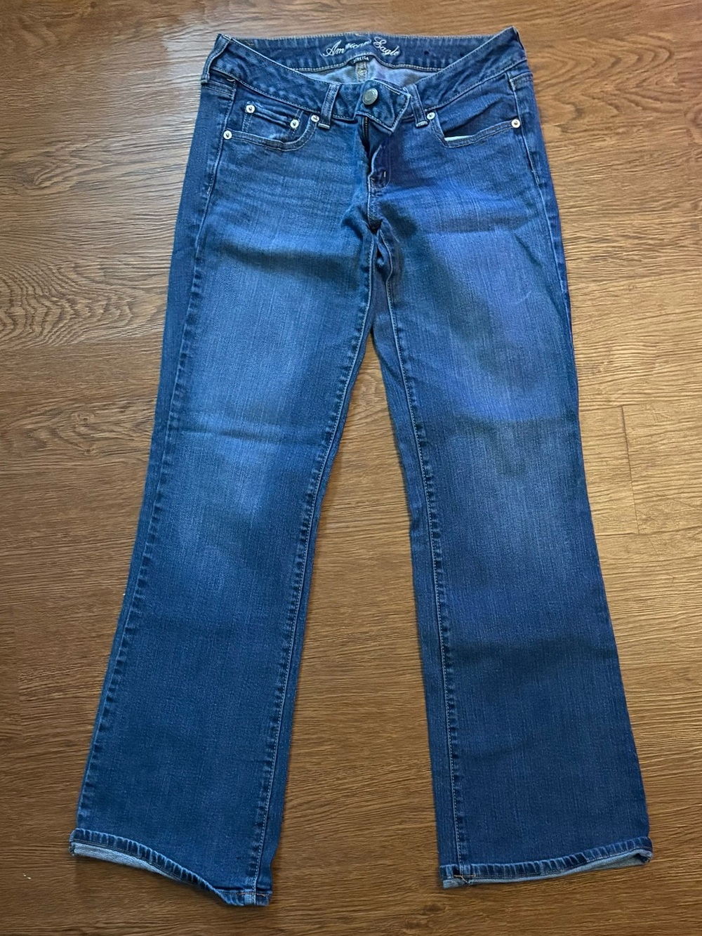 American Eagle Outfitters Dark Blue Flare Jeans Size 10 long